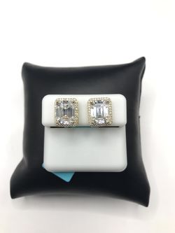 Gold Over 925 Sterling Silver 8.35CT MOISSANITE Push Back Stud Unisex Earrings 