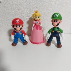 Mario, Luigi, and Peach Figures