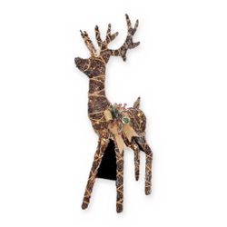 Alpine 48" Pre-Lit Natural Rattan Reindeer – Warm White LEDs
