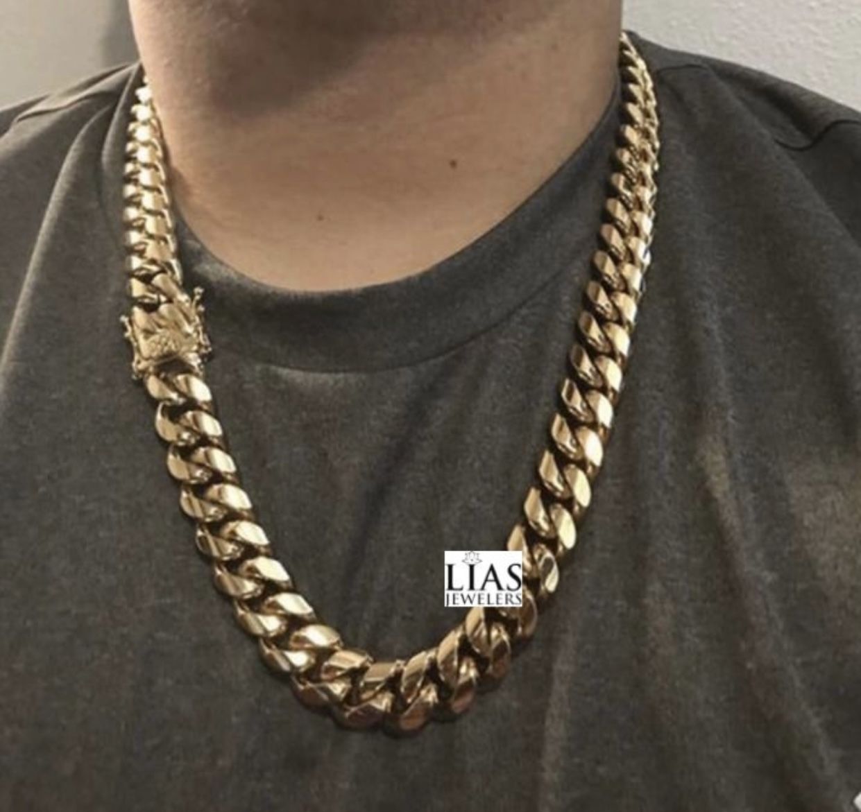 New 18k Yellow Gold Cuban Link Chain 18mm Thick