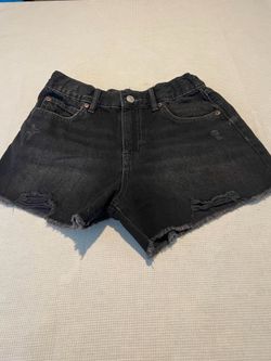 Black Distressed Denim Cut-Off Shorts