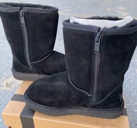 Aus Wooli Australia Mid Calf Sheepskin Boot Black US Women Size 5 Women 4 Men