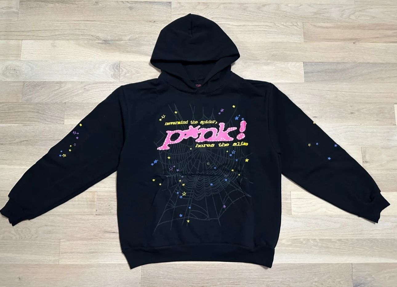 Sp5der Worldwide Hoodie - Black/Pink 