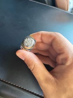 Natural diamond-10k white gold/yellow gold- rolex ring