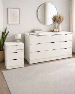 White 9-Drawer Dresser & Nightstand Bundle