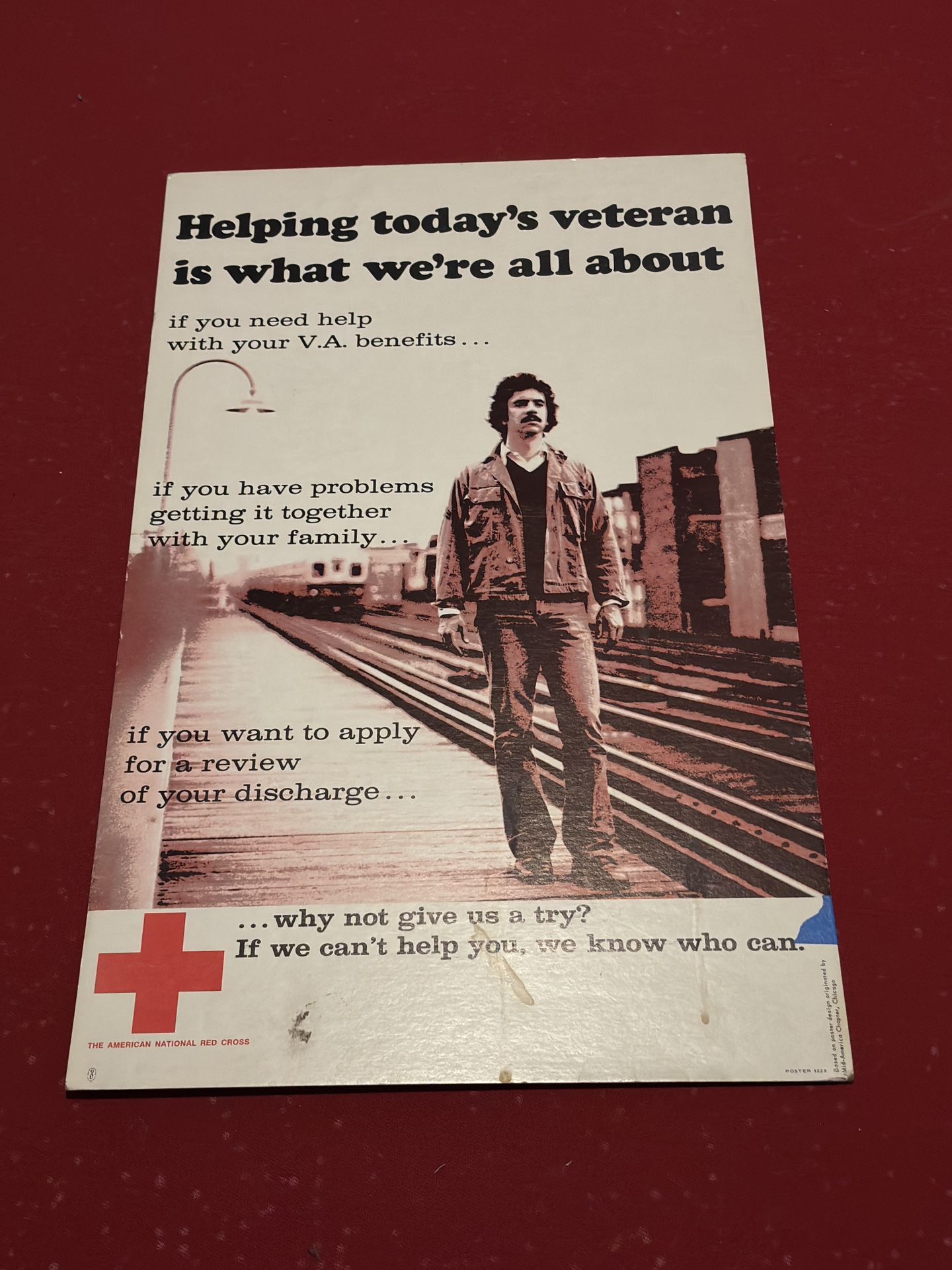 Rare Vintage Red Cross Veteran Benefits Advertisement Poster