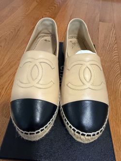 Chanel Espadrilles - Lambskin Beige&Black - Uk 38 (7.5-8 Size)