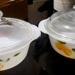 2 Vintage Fire King 1pt Milk Glass Dish 