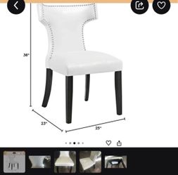 Set of 4 White Faux Leather Dining Chairs
