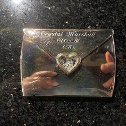 Vintage/Rare Trifold Mirror Envelope Like w/Heart of Crystals Seal & Inscription