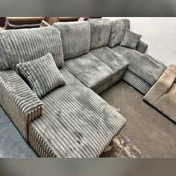 Jumbo Corduroy Double Chaise Sectional Sofa 120x60 "
