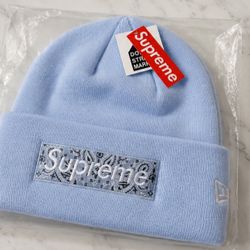 Supreme Light Blue Bandana Box Logo Beanie 