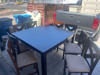 High Table and 8 chairs with extension