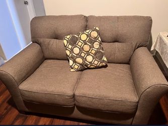 Brown Fabric Loveseat Sofa