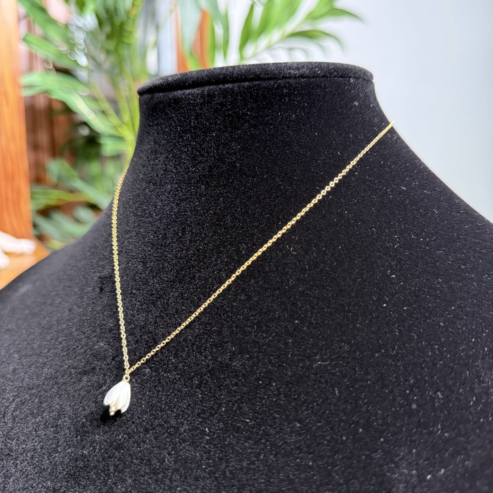 Pikake 14k Gold Filled Necklace Mother of Pearl Pendant