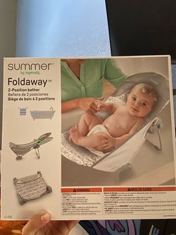 Summer by Ingenuity Foldaway 2-Position Baby Bather & diapers size 2