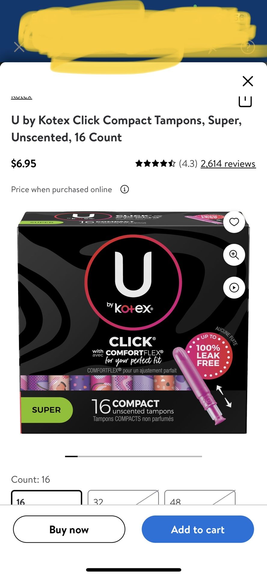 $20 Por Las 4 Cajas De Kotex Tampons