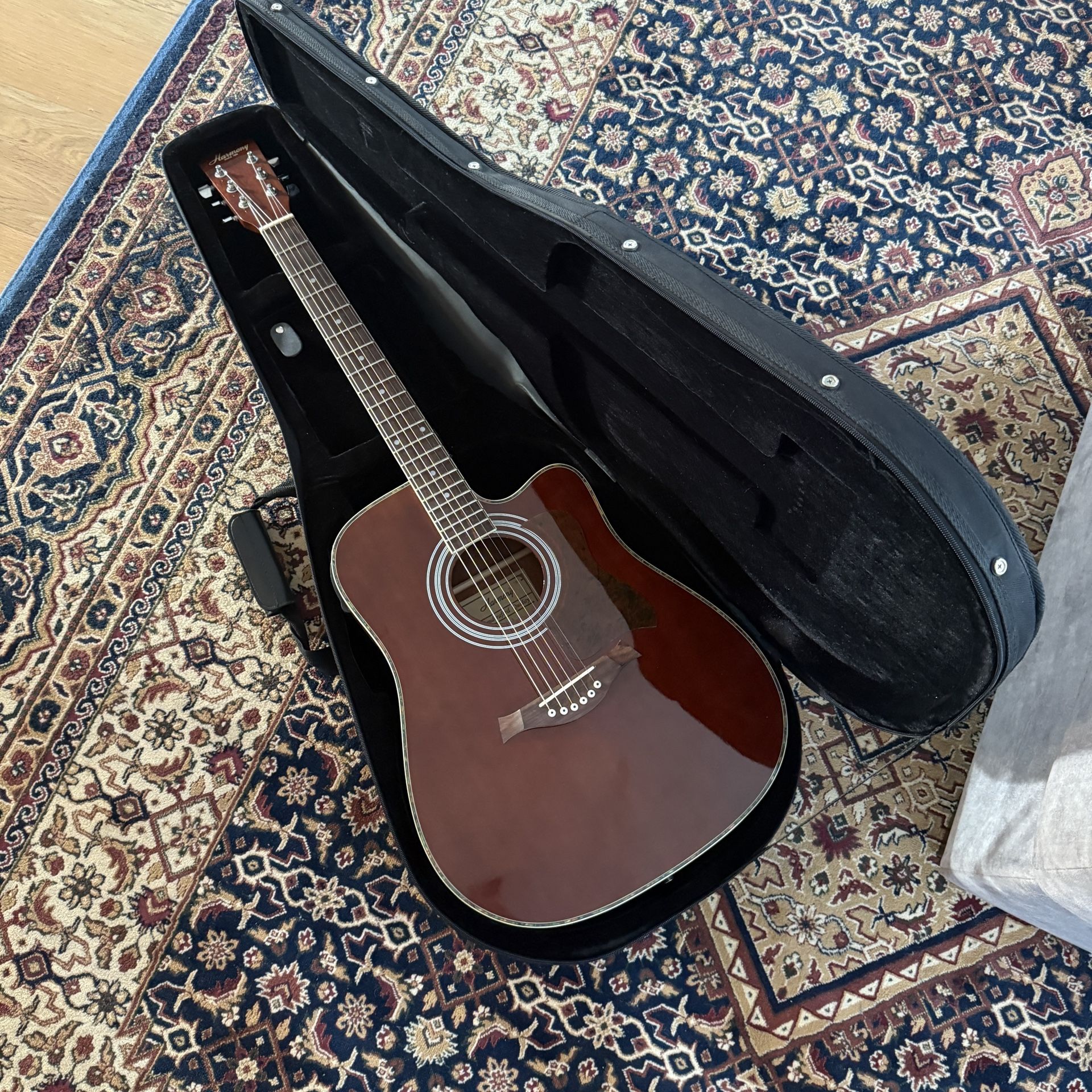 Vintage Harmony Guitar w/ Case and Strap