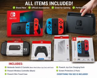 Nintendo Switch Bundle + Accessories Package Controller, Case, Screen Protectors & Charging Dock | Brand New