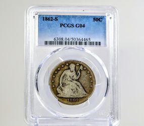 Civil war ear silver coin - 1862 s seated liberty half dollar - pickup at angleton