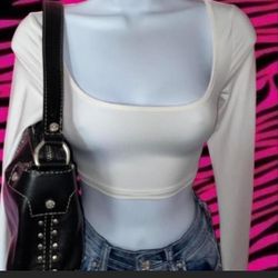 Long Sleeve White Crop