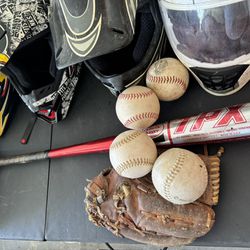 Softballs, Glove And Mat 