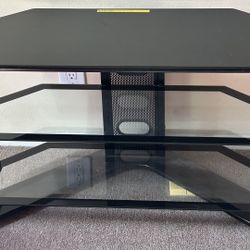 Black TV Stand With Glass Shelves 