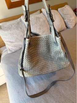 Gray-Blue Woven Leather Purse