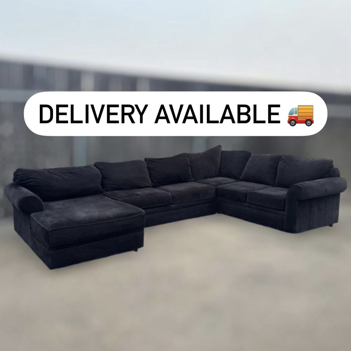 Custom Black 3 Pc Sectional Couch Sofa - 🚚 DELIVERY AVAILABLE 