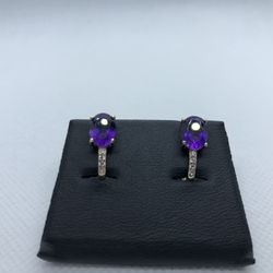 Earrings Women (Silver and amethyst )