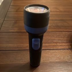 Black Blue Plastic Flashlight 