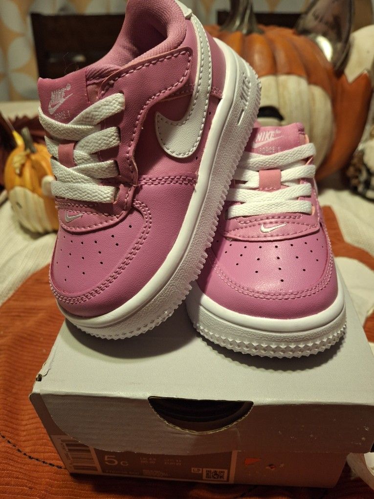 Nike Air Force 1 Easy On Toddler Size 5C Playful Pink/White FN0236 600 New