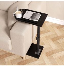 360° Rotatable Sofa Tray Table for Couch Arm - Height Adjustable End Table for Bed or Chair with Phone & Tablet Slots, TV Tray Table, Side Table Tray