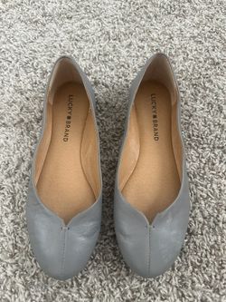 Lucky Brand Gray Leather Ballet Flats Womens Size 6