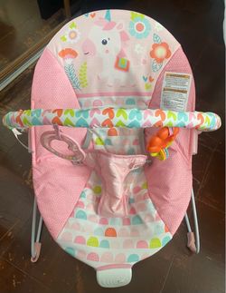 Bright Starts Pink Unicorn Baby Bouncer