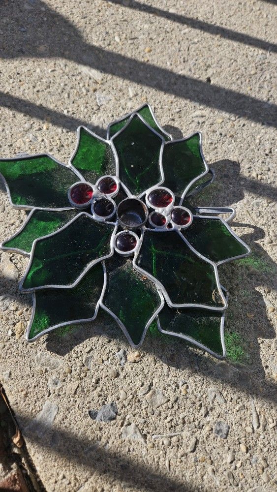 Pewter With Stain Glass Antique