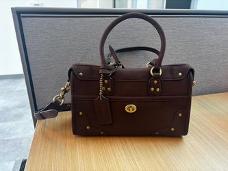 Coach Dark Brown Suede Rhyder Handbag