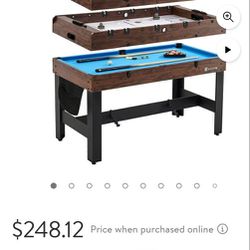 MD Sport 54 Inch 4-1 Combo Game Table. Foosball, Air Powered Hockey, Table Tennis, And Billiards