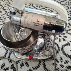 1938 HAMILTON BEACH 8FM-127 VINTAGE CHROME 10 SPEED MIXER & BOWLS #WC