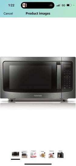 TOSHIBA ML-EM45P(BS) Countertop Microwave Oven with Smart Sensor and Position Memory Turntable, Function, 1.6 Cu.ft 13.6" Removable Black Stainless St