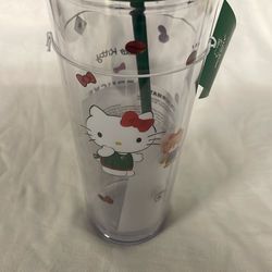 Limited Edition Hello Kitty x Starbucks Tumbler Cup Rare Sanrio Collectible, Cute Red Bow & Coffee Bean Design New Valentines Day Gift