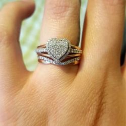 Heart Shaped Engagement Ring And Band