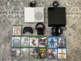 PS4 (Low Firmware) Xbox One S, 13 Games, Controllers, Charging Station, Headset