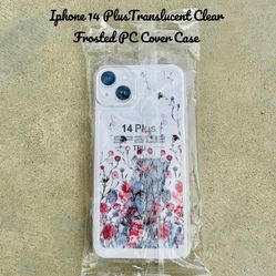 iPhone 14 Plus Slim Translucent Frosted PC Flowers Phone Cover Case 