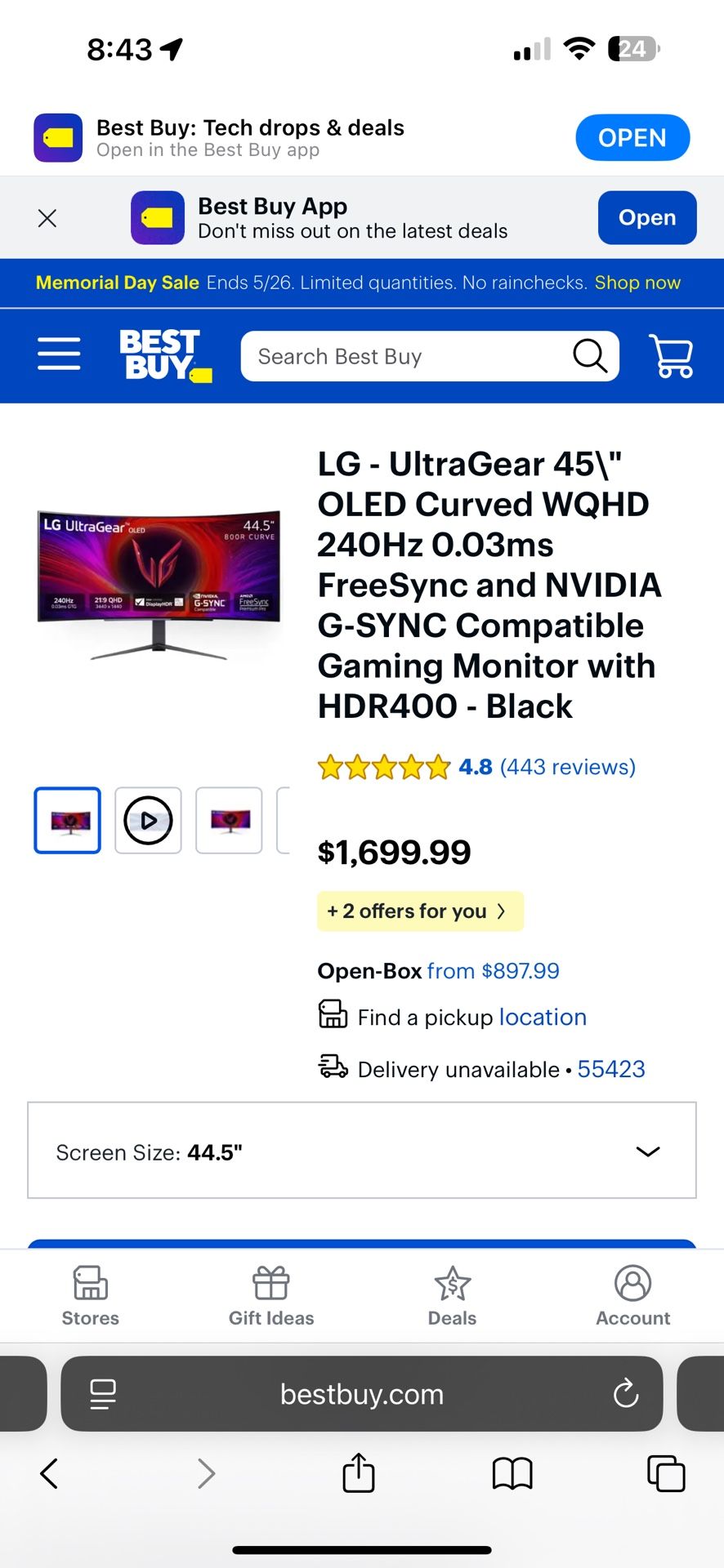 LG Ultra Gear 45 Inch Gaming Monitor