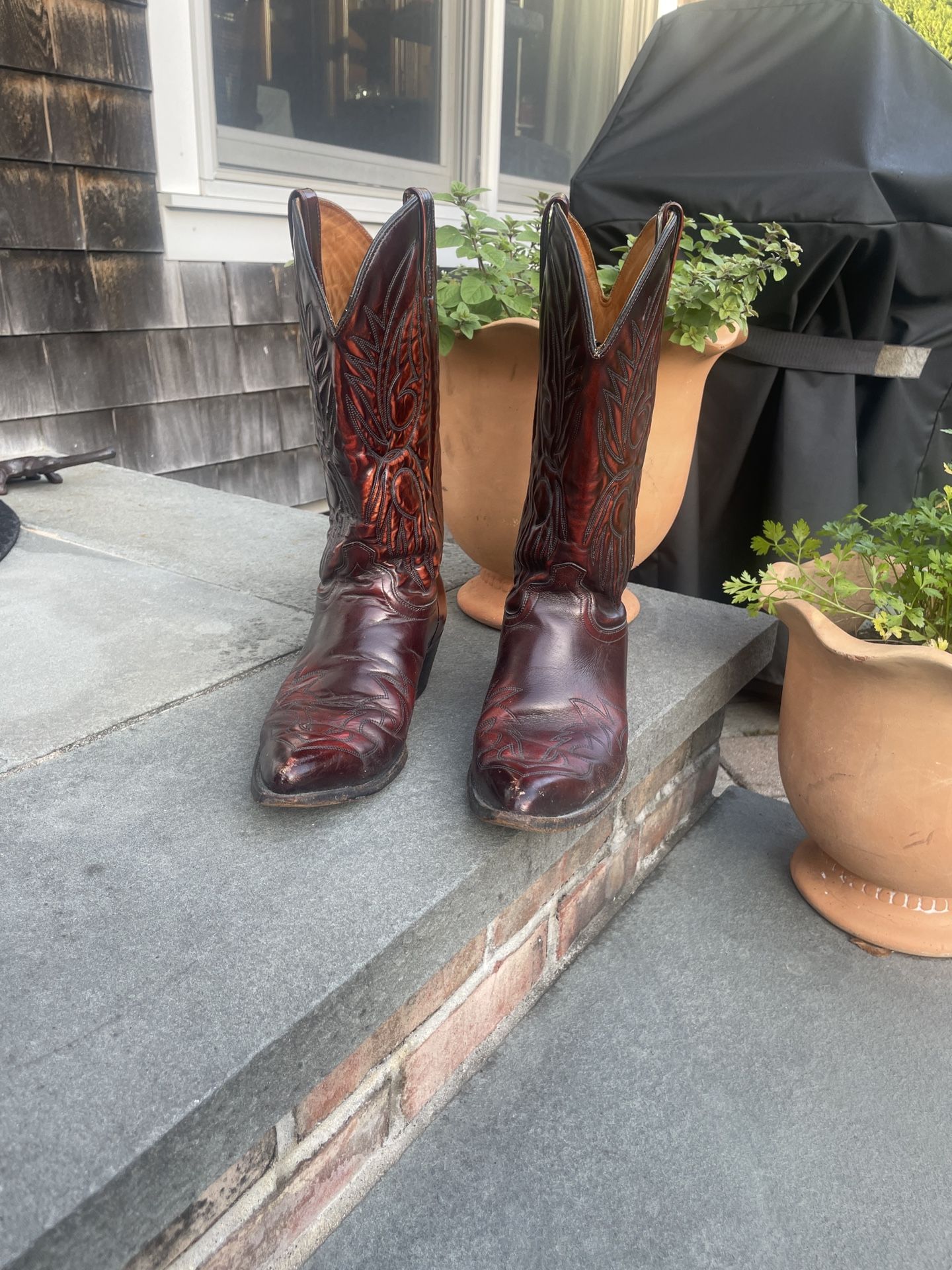 J Chisholm maroon Men’s Leather Boots