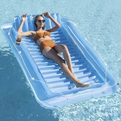Inflatable Pool Floats Boat for Adults, Blow Up Tanning Pool Raft Tub with Inflatable Pillow for Family Outdoor, Garden, Backyard Summer Water Party (