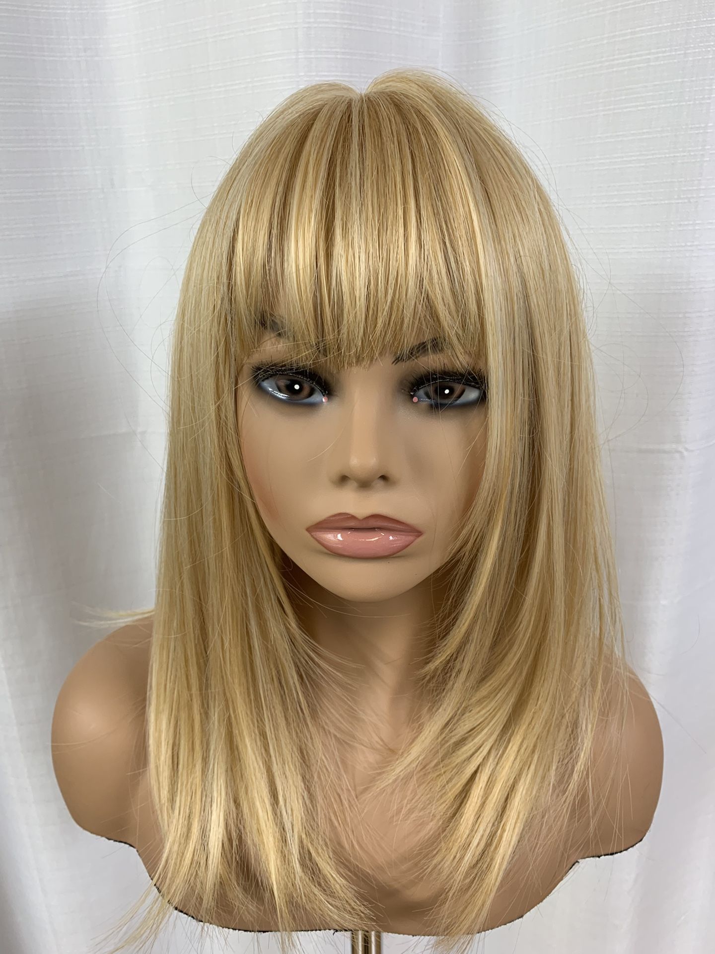 Brassy Blonde 16 Inch Wig With Bangs