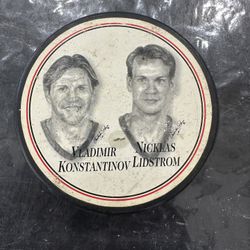 Detroit Red Wings Vladimir Konstantinov Nicklas Lidstrom Hockey Puck