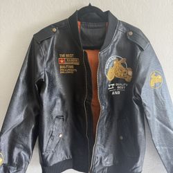 Vintage Biker Jacket Motorcycle Style Men’s Leather Look Streetwear